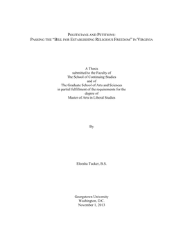 A Thesis Submitted to the Faculty of the School of Continuing Studies and of the Graduate School of Arts and Sciences in Partia