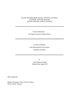 Black Panther High: Racial Violence, Student Activism, and the Policing of Philadelphia Public Schools