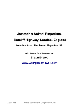 Jamrach's Animal Emporium, Ratcliff Highway, London, England