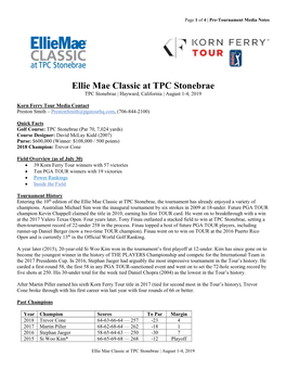 Ellie Mae Classic at TPC Stonebrae TPC Stonebrae | Hayward, California | August 1-4, 2019