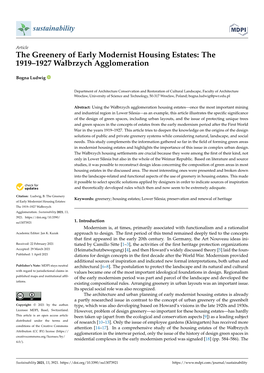 The Greenery of Early Modernist Housing Estates: the 1919–1927 Wałbrzych Agglomeration