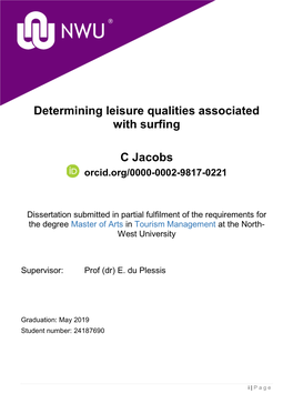 Determining Leisure Qualities Associated with Surfing C Jacobs