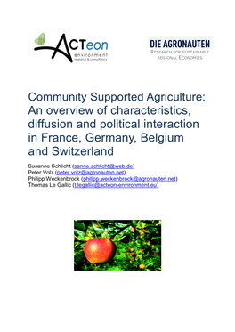 Community Supported Agriculture: an Overview of Characteristics, Diffusion and Political Interaction in France, Germany, Belgium and Switzerland