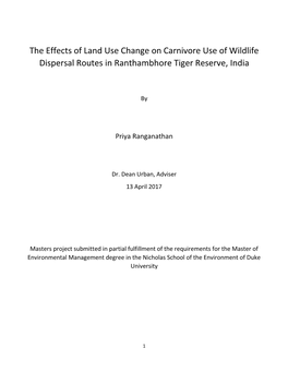 The Effects of Land Use Change on Carnivore Use of Wildlife Dispersal Routes in Ranthambhore Tiger Reserve, India