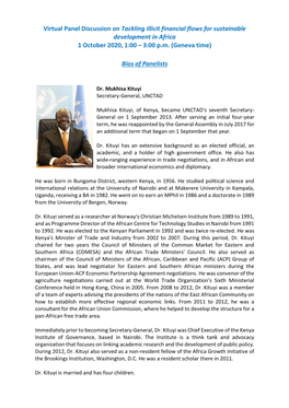 Virtual Panel Discussion on Tackling Illicit Financial Flows for Sustainable Development in Africa 1 October 2020, 1:00 – 3:00 P.M