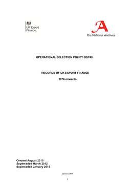 Records of the Export Credits Guarantee Department 1978 Onwards