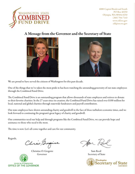 A Message from the Governor and the Secretary of State