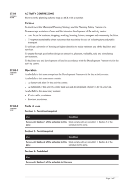 37.08 ACTIVITY CENTRE ZONE Shown on the Planning Scheme