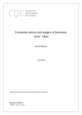 Consumer Prices and Wages in Germany, 1500 - 1850