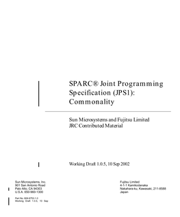 SPARC® Joint Programming Specification (JPS1): Commonality