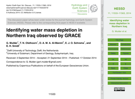 Identifying Water Mass Depletion in Northern Iraq