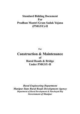 Standard Bidding Document for Pradhan Mantri Gram Sadak Yojana (PMGSY)-II