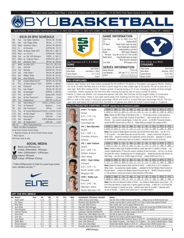 2019-20 Byu Schedule Social Media 1 Game