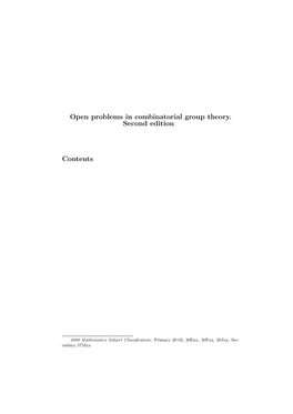 Open Problems in Combinatorial Group Theory. Second Edition