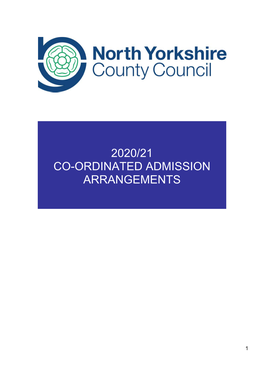 2020-2021 NYCC Co-Ordinated Admissions Arrangements