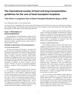 The International Society of Heart and Lung Transplantation Guidelines for the Care of Heart Transplant Recipients