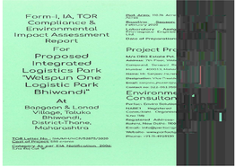 Proposed Integrated Logistics Park "Welspun One Logistic Park Bhiwandi"