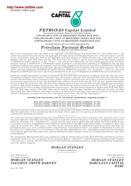 PETRONAS Capital Limited Petroliam Nasional Berhad