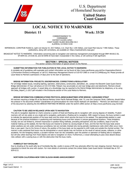 Local Notice to Mariners Lnm11332020