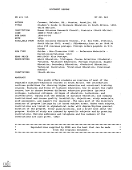 Student's Guide to Distance Education in South Africa, 1998