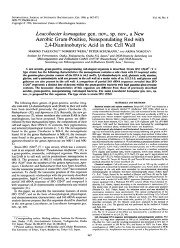 Leucobacter Komagatae Gen. ~Ov.,Sp