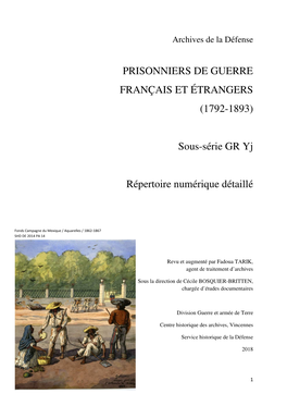 Prisonniers De Guerre Français Et Étrangers (1792-1893)