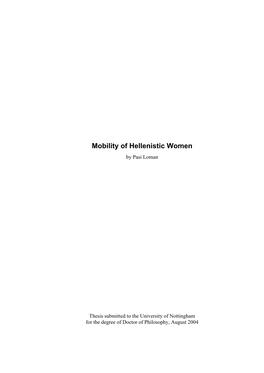 Mobility of Hellenistic Women by Pasi Loman