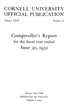Comptroller's Report