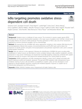 Iκbα Targeting Promotes Oxidative Stress-Dependent Cell Death