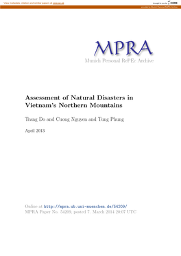Assessment of Natural Disasters in Vietnam's Northern Mountains
