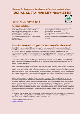 RUSSIAN SUSTAINABILITY Newsletter