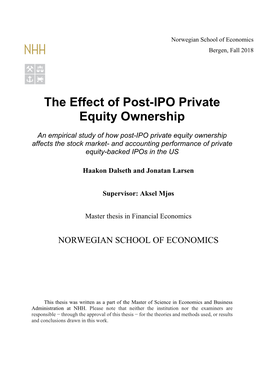 The Effect of Post-IPO Private Equity Ownership