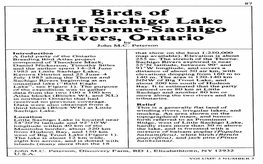 Birds of Little Sachigo Lake and Thorne-Sachigo Rivers, Ontario
