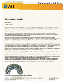 Hafnium Alloy Addition