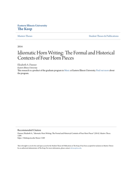 Idiomatic Horn Writing: the Orf Mal and Historical Contexts of Four Horn Pieces Elizabeth A