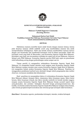 KOMUNITAS SUPORTER SEPAK BOLA MAKASSAR (Tinjauan Sosiologi)
