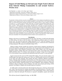 Analysis of Sedimentation Rates in the Densu River Channel: the Result