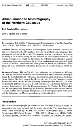 Albian Ammonite Biostratigraphy of the Northern Caucasus