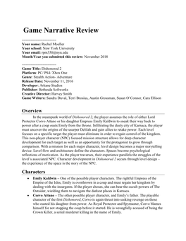 Game Narrative Review