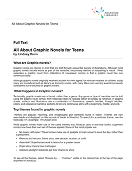 About Graphic Novels for Teens