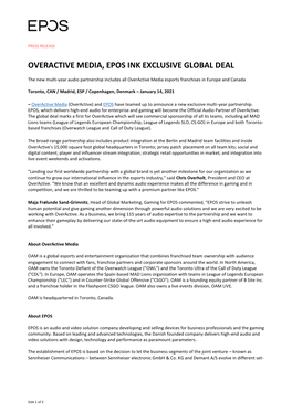 Overactive Media, Epos Ink Exclusive Global Deal