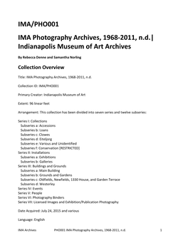 IMA/PHO001 IMA Photography Archives, 1968-2011, Nd