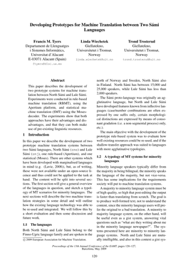 Developing Prototypes for Machine Translation Between Two Sámi Languages