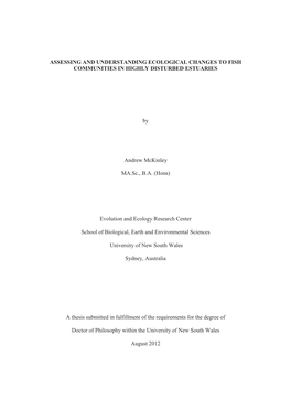 Assessing and Understanding Ecological Changes to Fish Communities in Highly Disturbed Estuaries