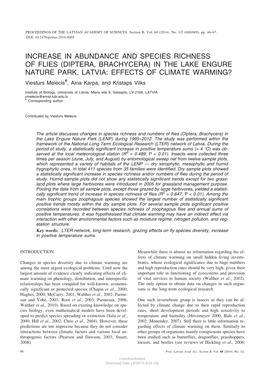 Increase in Abundance and Species Richness of Flies (Diptera, Brachycera)