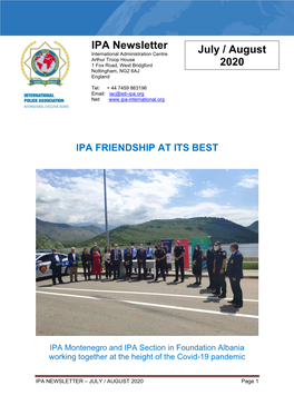 IPA Newsletter July / August 2020