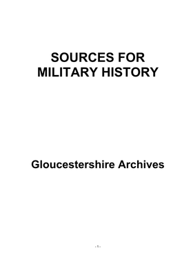 Sources for Military History Held at Gloucestershire Archives