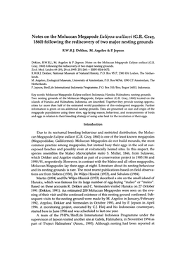 Notes on the Moluccan Megapode Eulipoa Wallacei (G.R