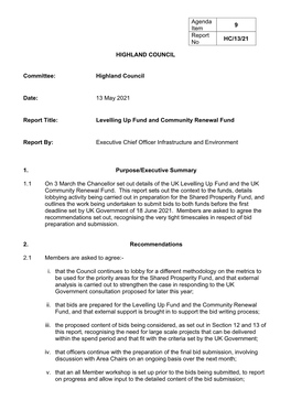 Levelling up Fund and Community Renewal Fund