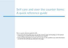 Self Care and Over the Counter Items: a Quick Reference Guide